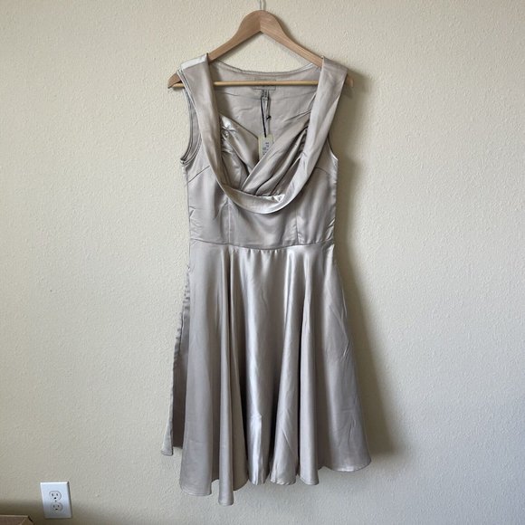 Lindy Bop Dresses & Skirts - Lindy Bop Terri Lou Dress Womens 8 Gold Fit & Flare Cowl Neck Sleeveless NWT